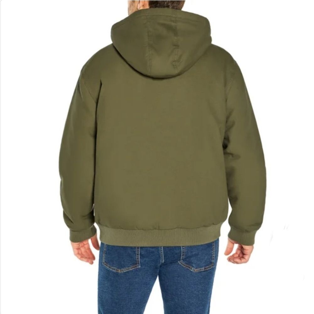 WOOLRICH Green Label Mens XL Canvas Hooded Work Jacket Flannel Lined Heavyweight - Picture 3 of 5